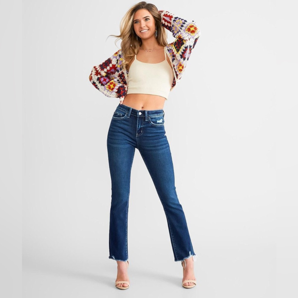 FLYING MONKEY High Rise Cropped Straight Stretch Jean. SIZE 24